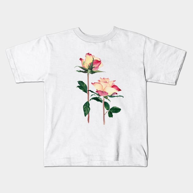 Watercolor yellow roses Kids T-Shirt by InnaPatiutko